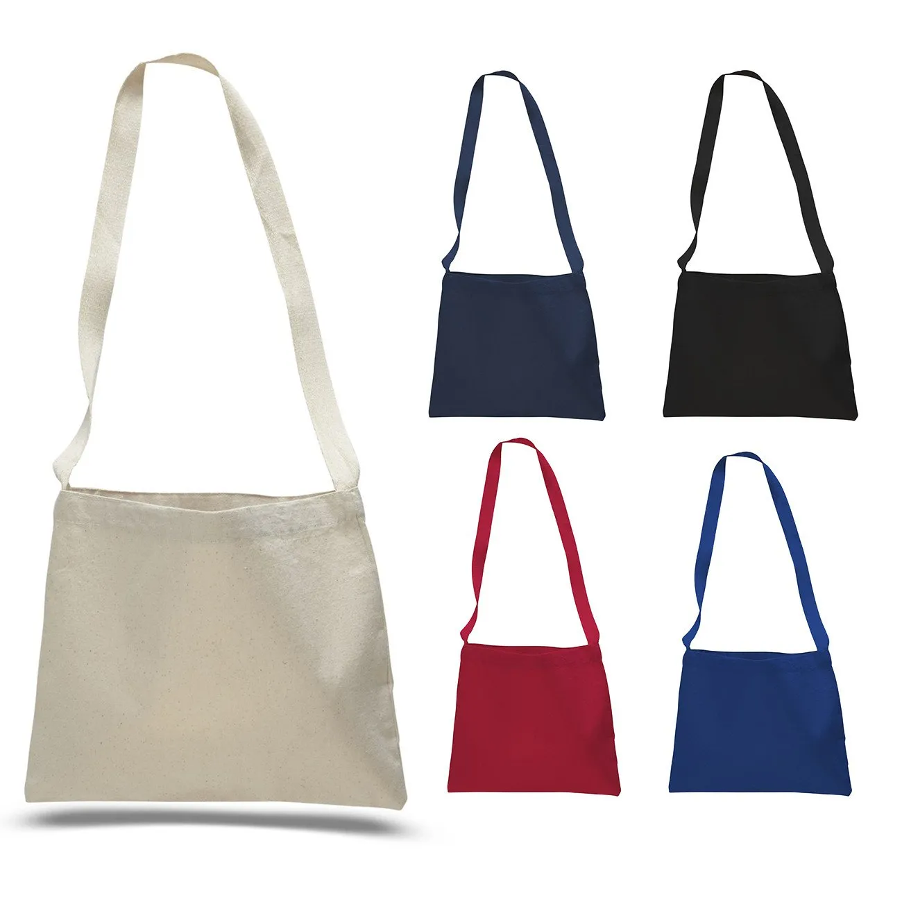 144 ct Small Messenger Canvas Tote Bag with Long Straps - By Case