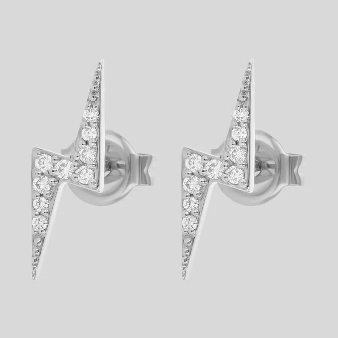 14K H-I/SI White Diamond Lightning Bolt Stud