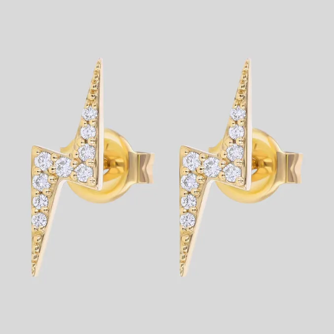 14K H-I/SI White Diamond Lightning Bolt Stud