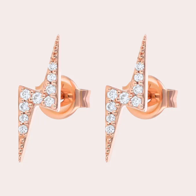 14K H-I/SI White Diamond Lightning Bolt Stud