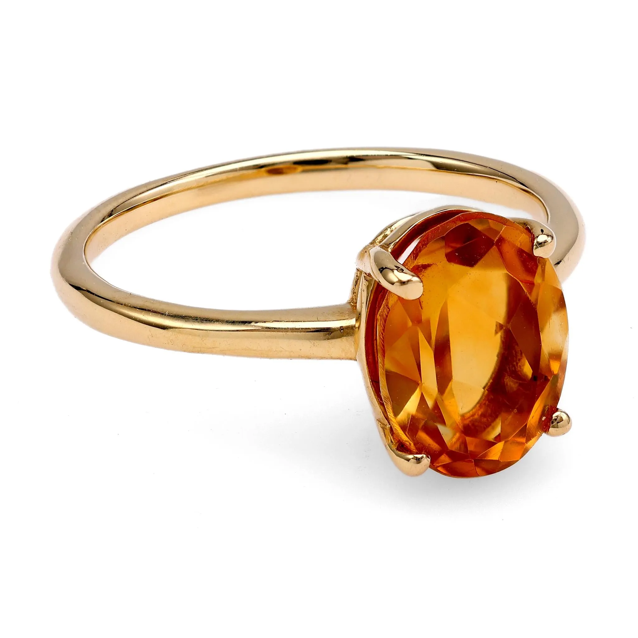 14k Yellow Gold Citrine Solitaire Ring