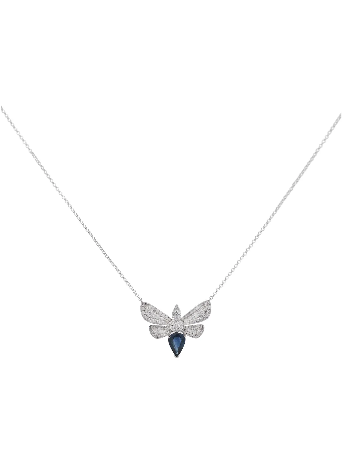 1.60ct Diamond Sapphire 18K Gold Dragon Fly Necklace