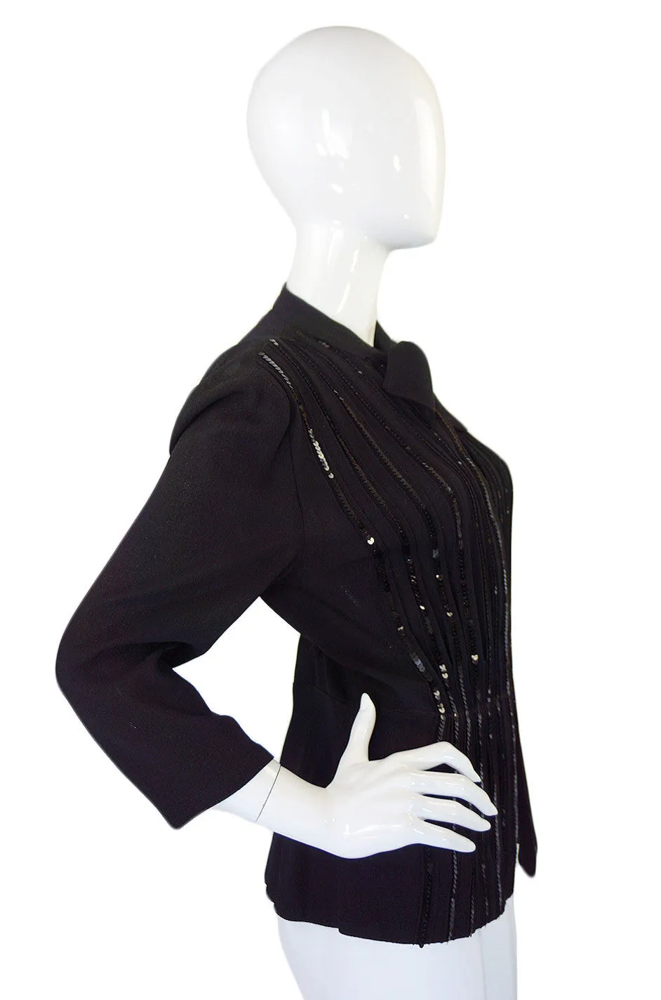 1940s Sequined Front Silk Crepe Top