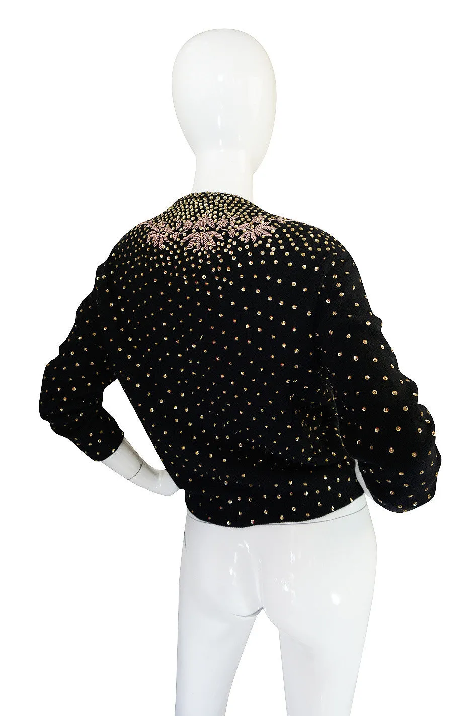 1950s Gold Sequin & Rose Gold Beaded Cashmere Sweater