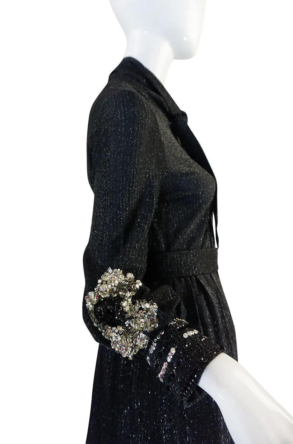 1960s Black and Silver Lurex Knit & Sequin Dress