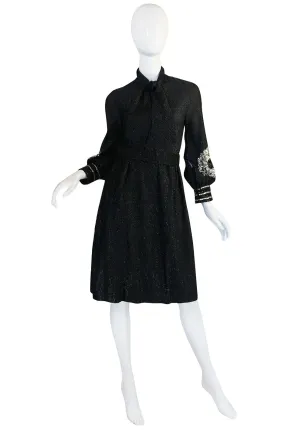 1960s Black and Silver Lurex Knit & Sequin Dress