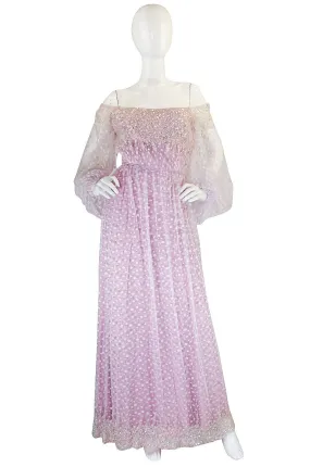 1960s Ethereal Alfred Bosand Sequin & Net Gown