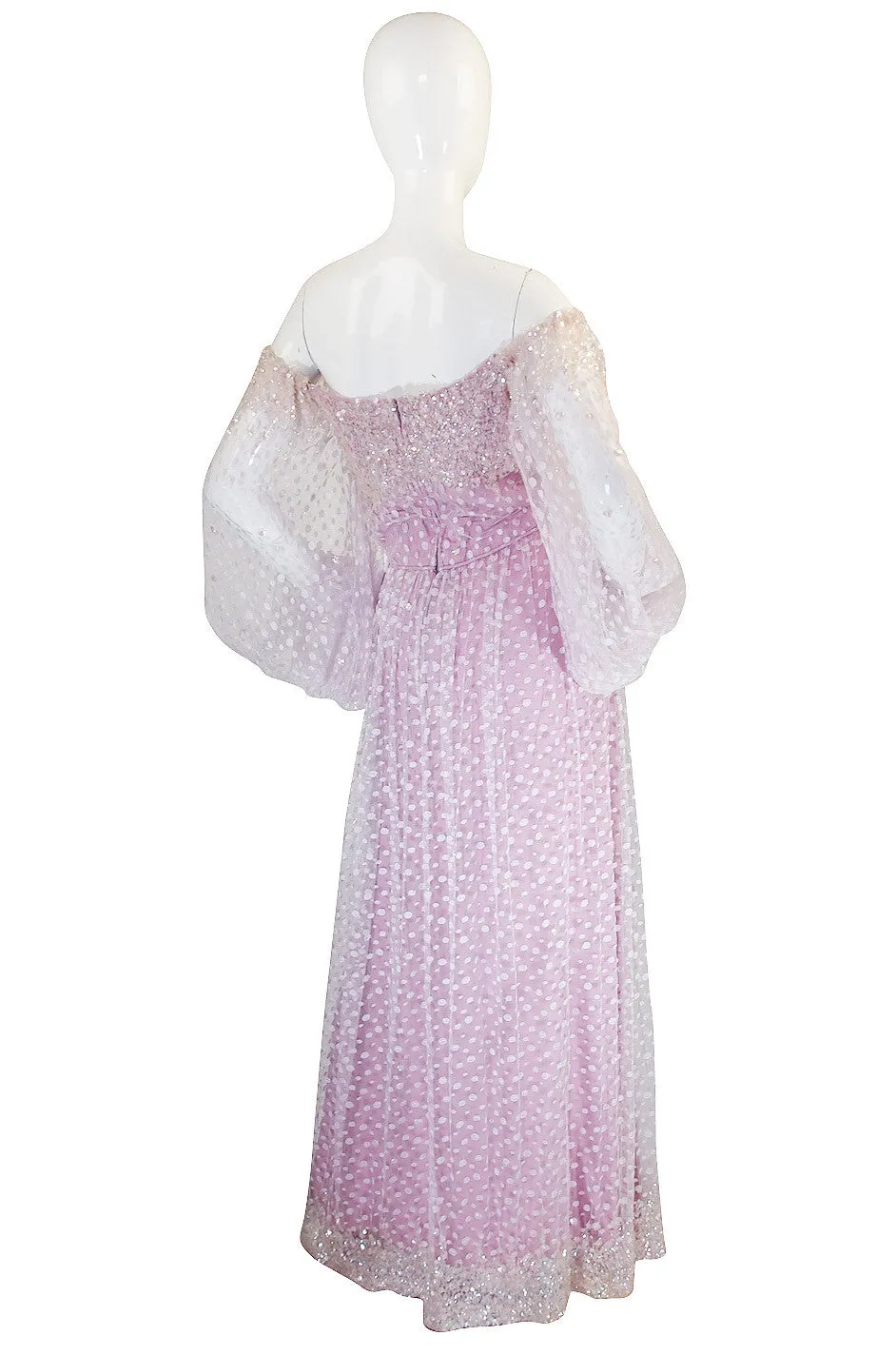 1960s Ethereal Alfred Bosand Sequin & Net Gown