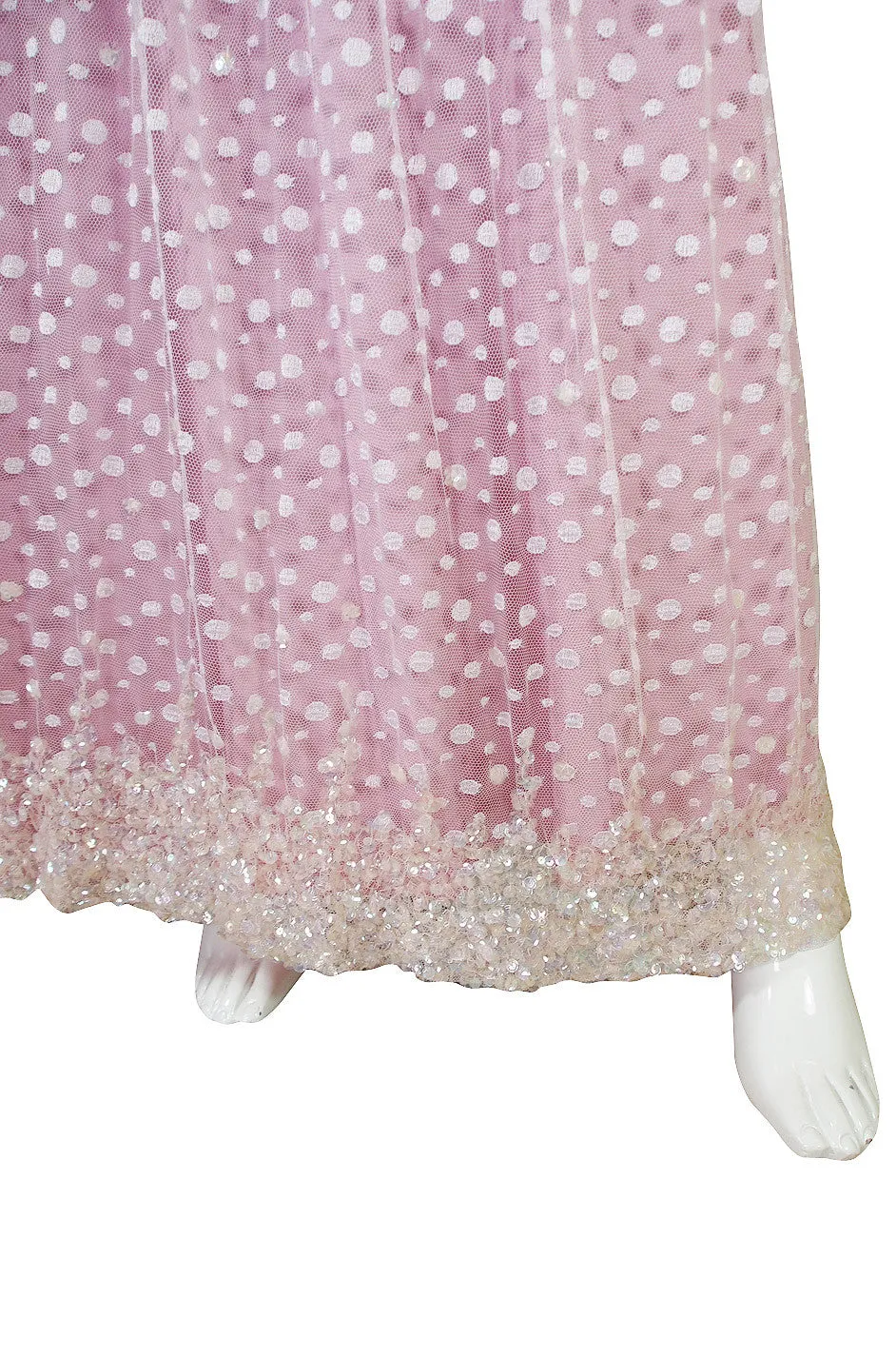 1960s Ethereal Alfred Bosand Sequin & Net Gown