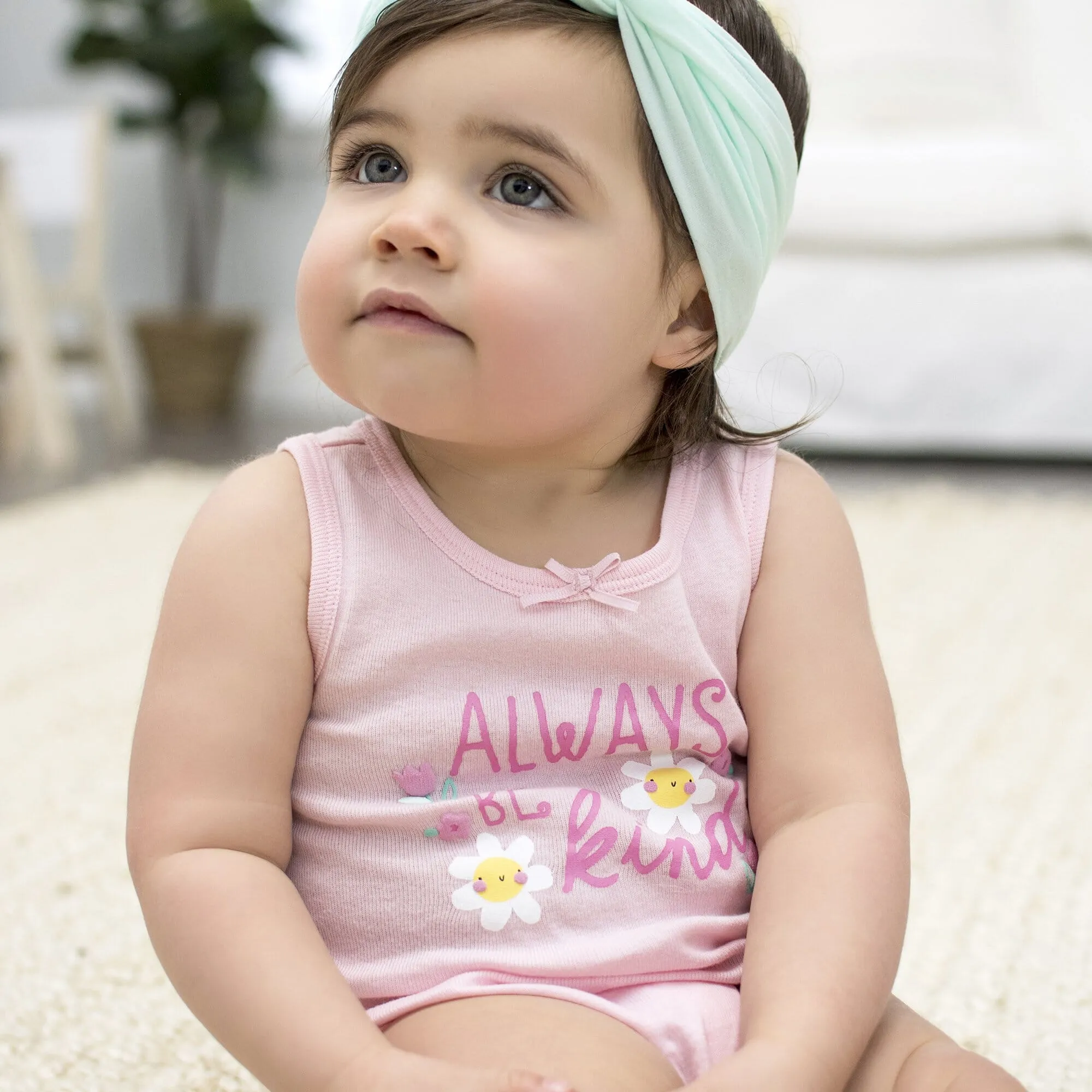 4-Pack Baby Girls Be Kind Tank Onesies Bodysuits