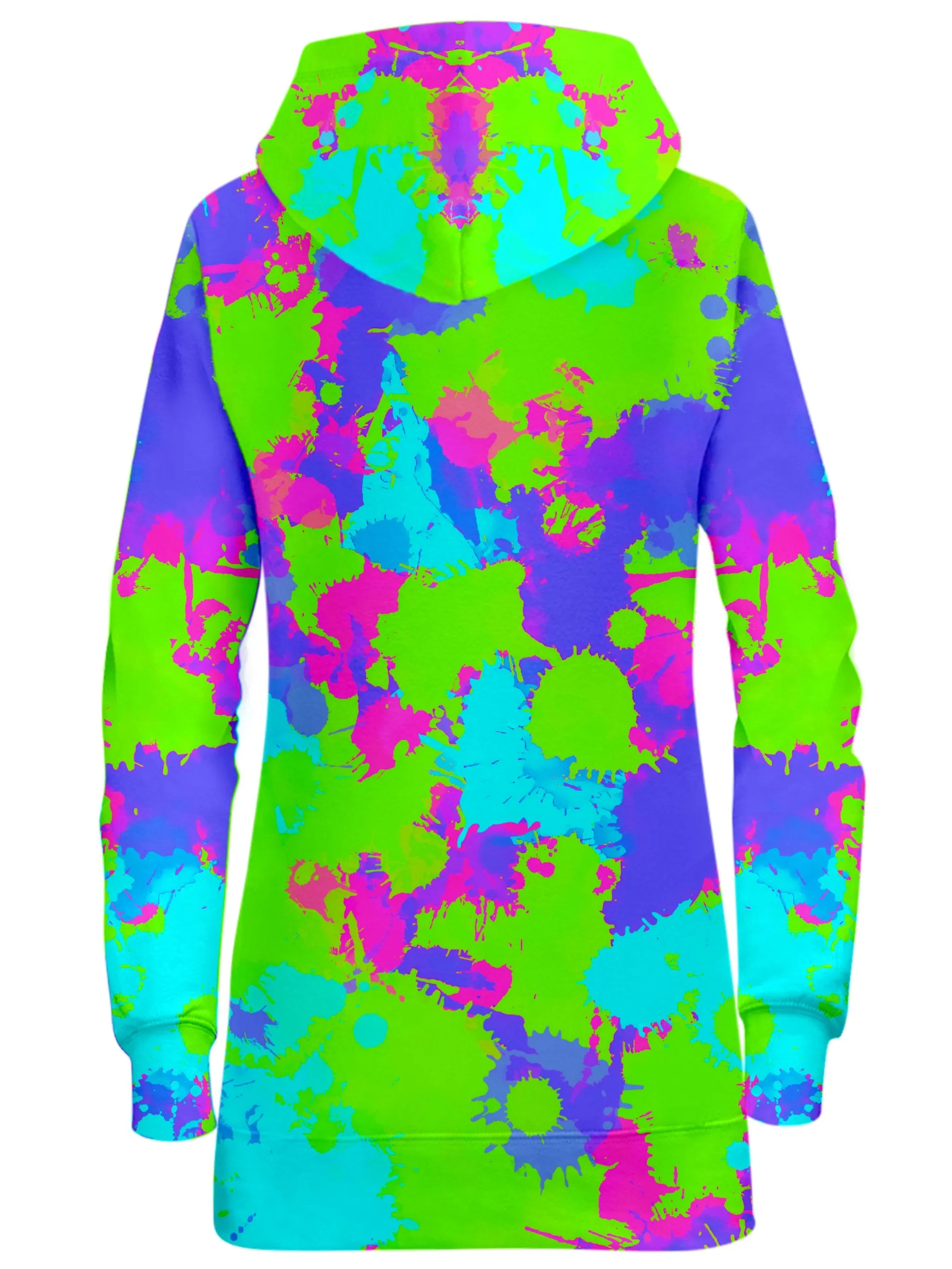 90s Neon Paint Splatter Hoodie Dress