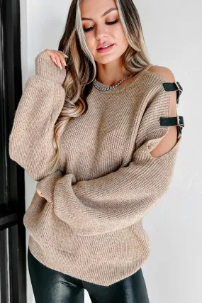 A Cold Welcome Buckled Detailed Sweater (Taupe)