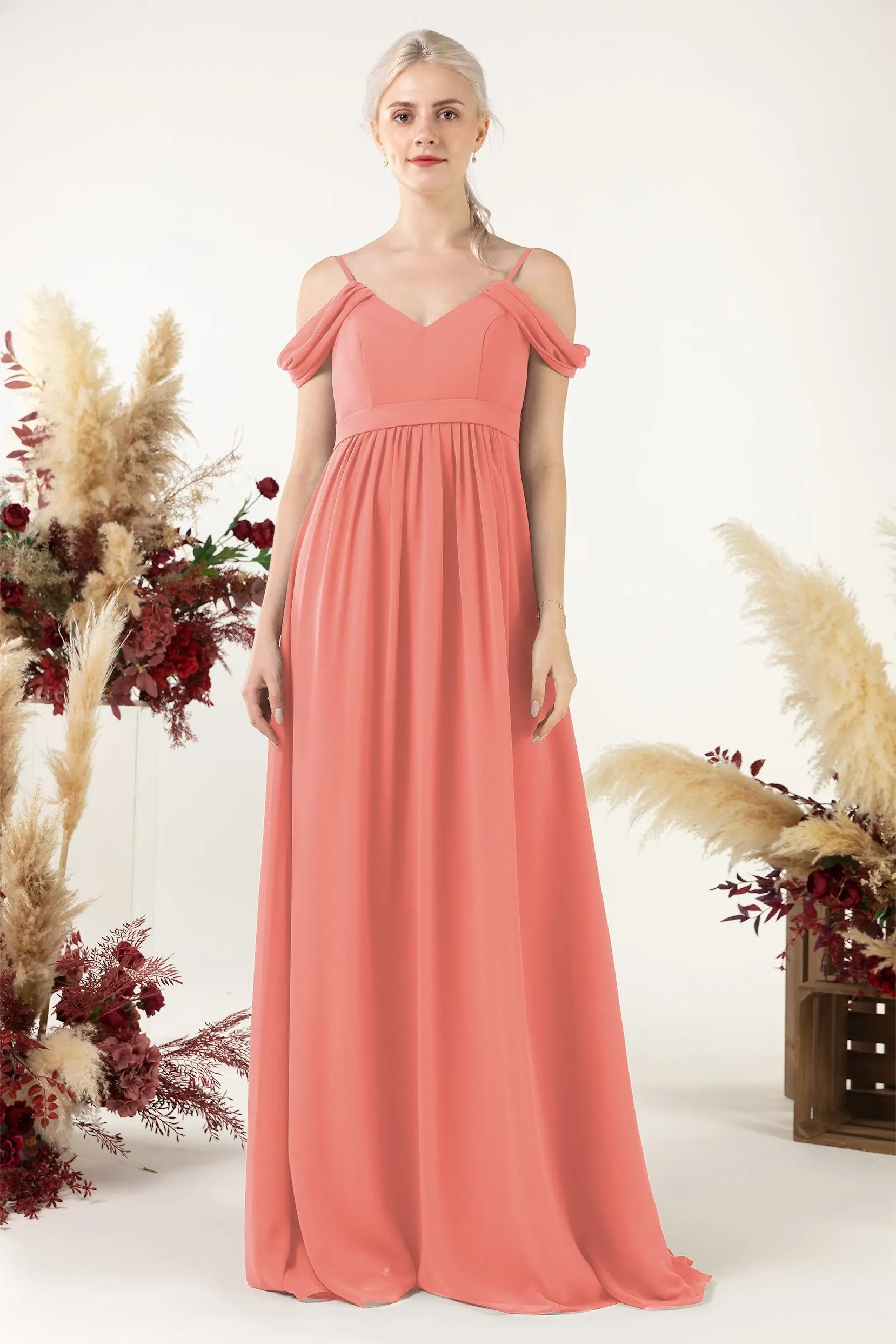 A-Line Floor Length Chiffon Bridesmaid Dress CB0476