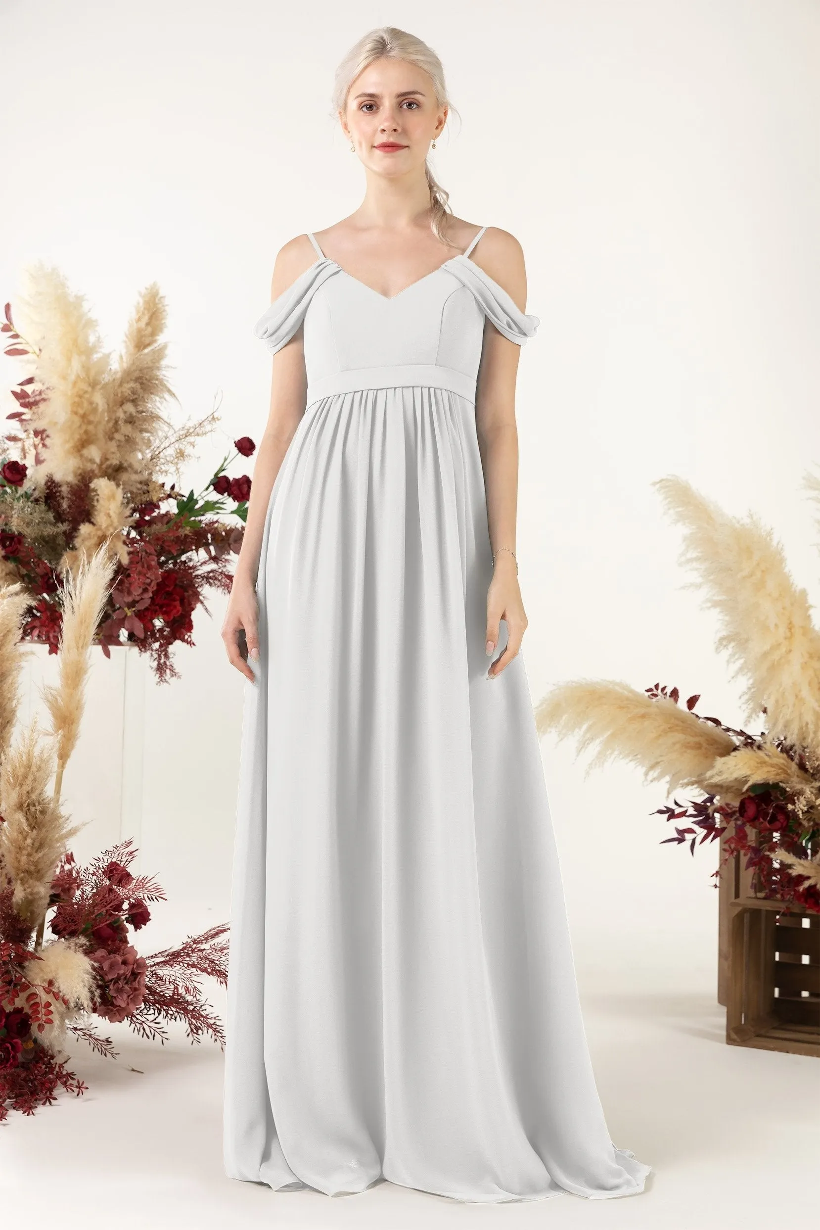 A-Line Floor Length Chiffon Bridesmaid Dress CB0476