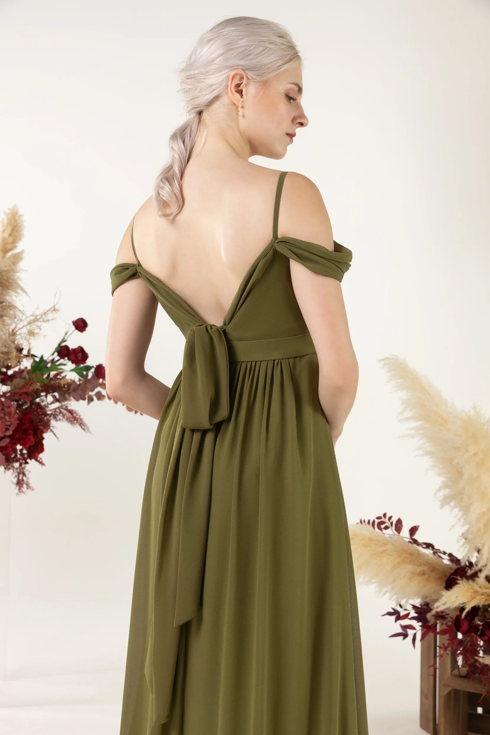 A-Line Floor Length Chiffon Bridesmaid Dress CB0476