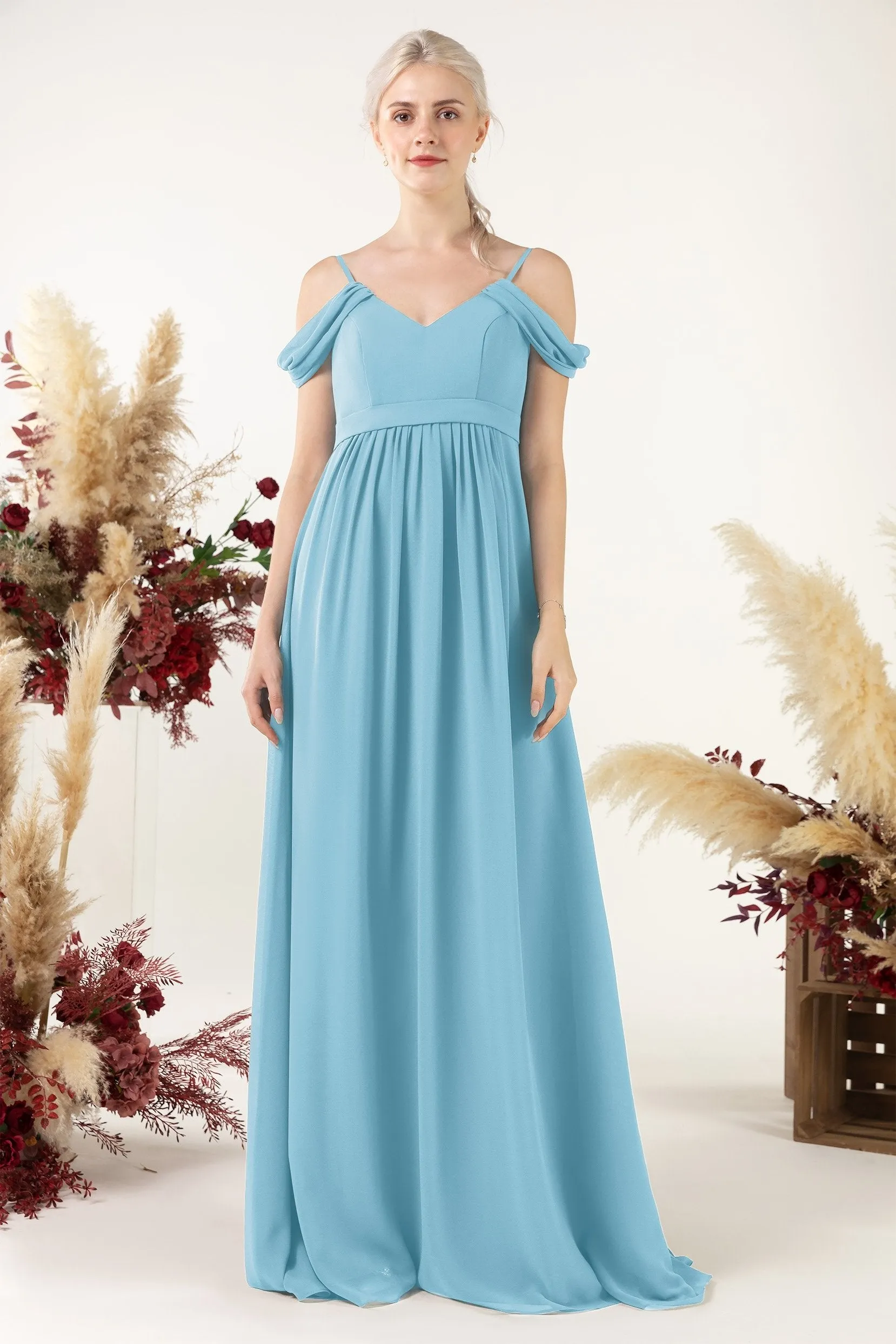 A-Line Floor Length Chiffon Bridesmaid Dress CB0476