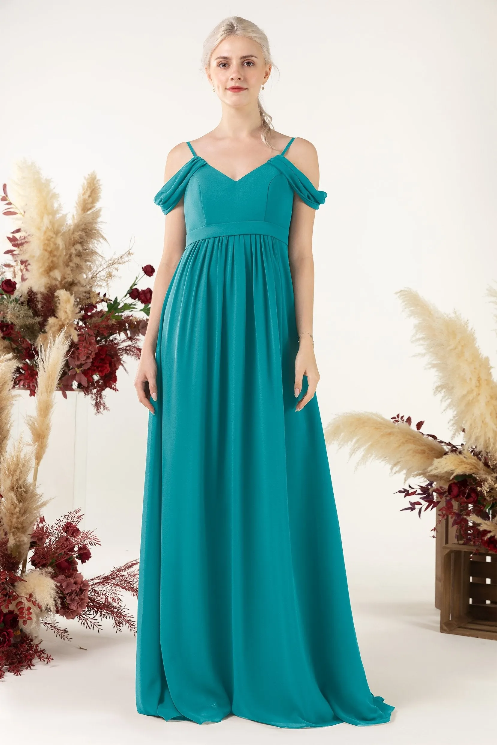 A-Line Floor Length Chiffon Bridesmaid Dress CB0476