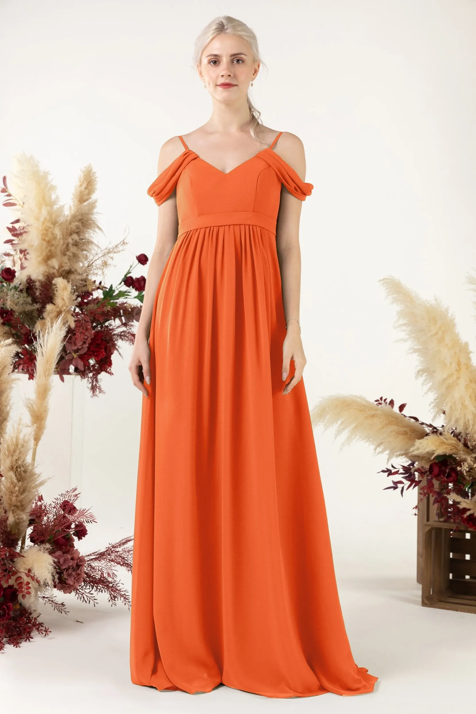 A-Line Floor Length Chiffon Bridesmaid Dress CB0476