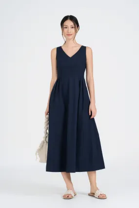 Abigail Cotton Midi Dress in Serene Blue