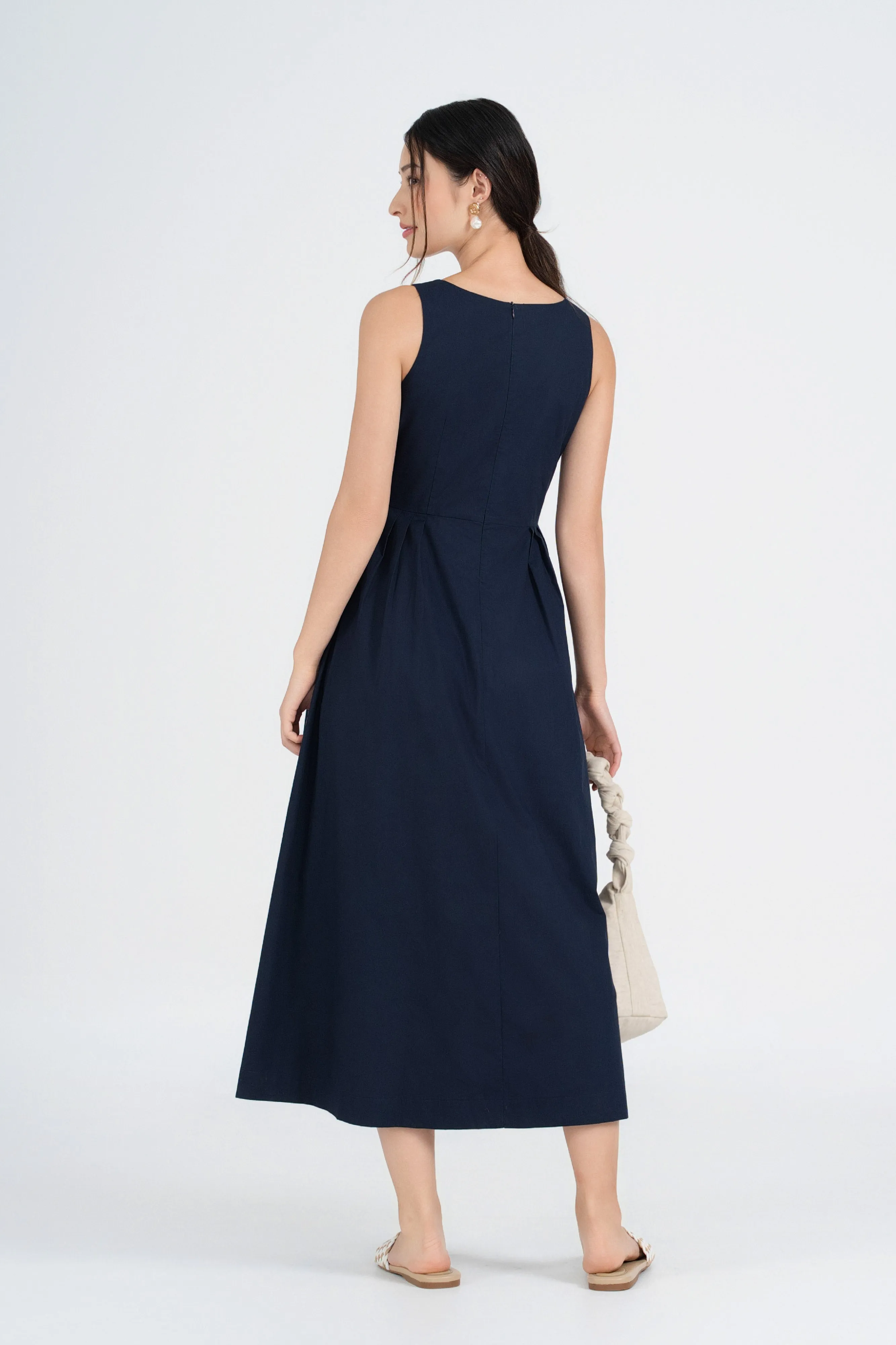 Abigail Cotton Midi Dress in Serene Blue