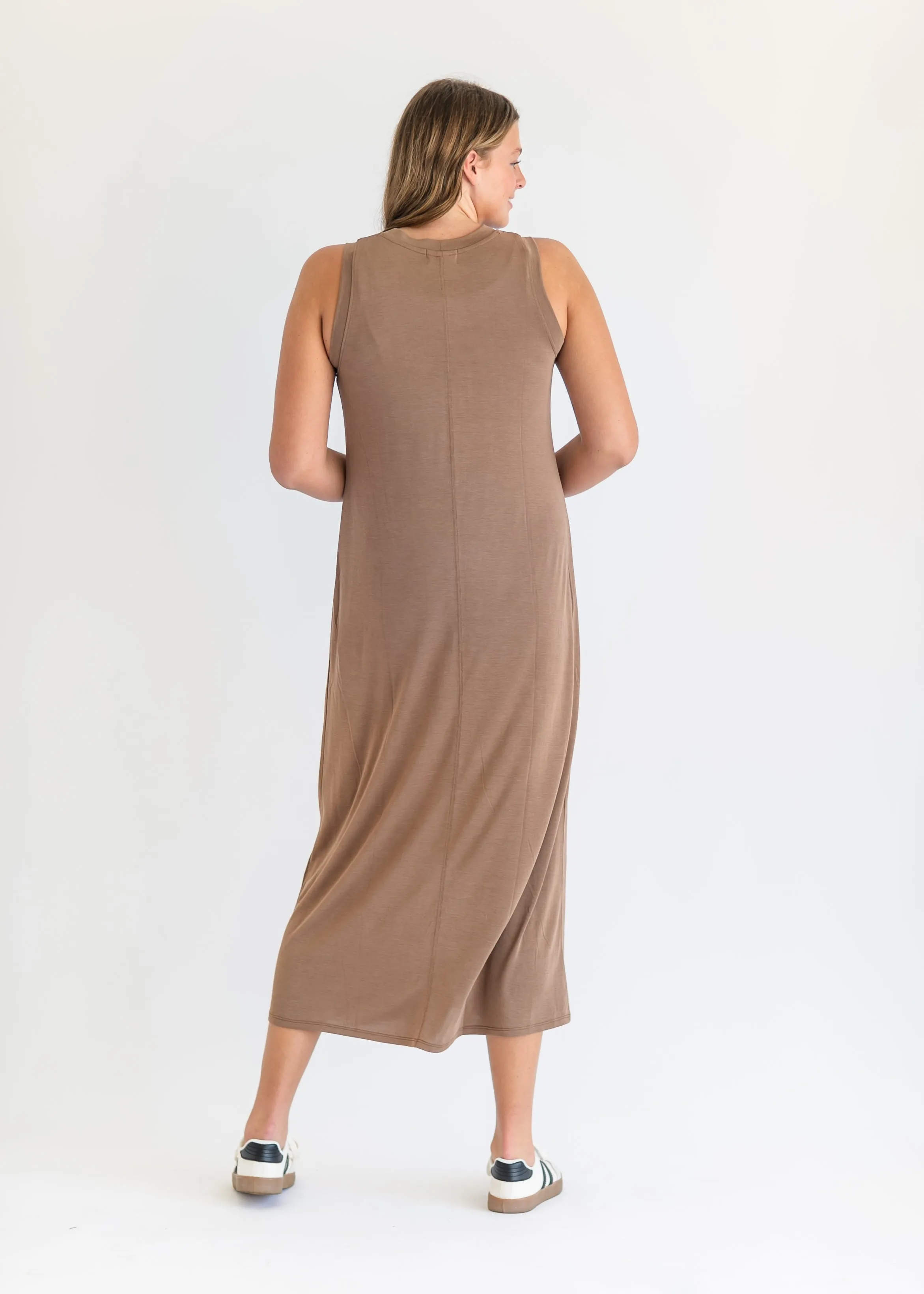 Adeline Jersey Crewneck Sleeveless T-shirt Maxi Dress