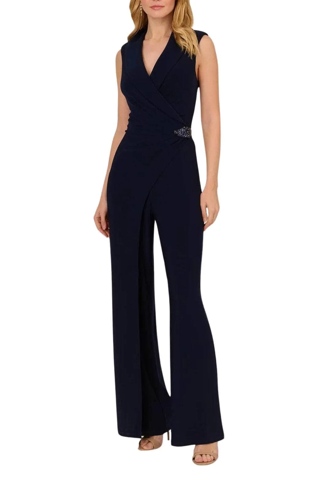 Adrianna Papell AP1D105272 - Collared V-Neck Wrap Bodice Jumpsuit