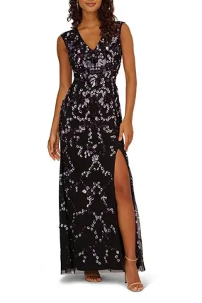 Adrianna Papell AP1E210845 - Beaded Ornate V-Neck Evening Dress