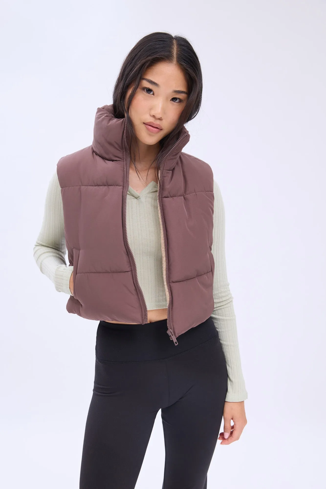 AERO Zip-Up Cropped Puffer Vest