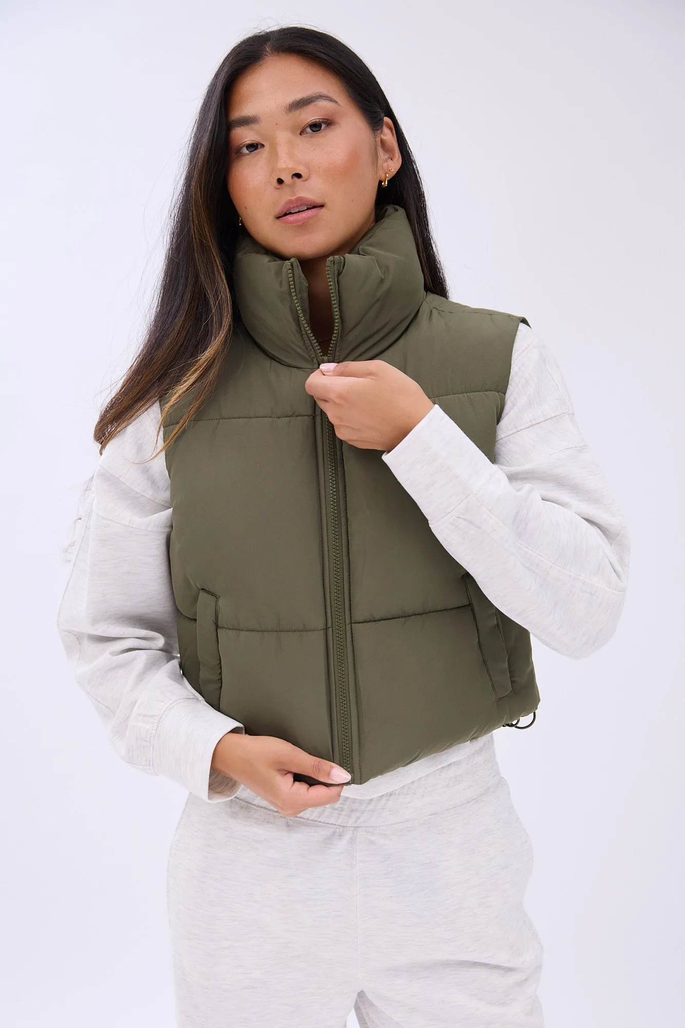 AERO Zip-Up Cropped Puffer Vest