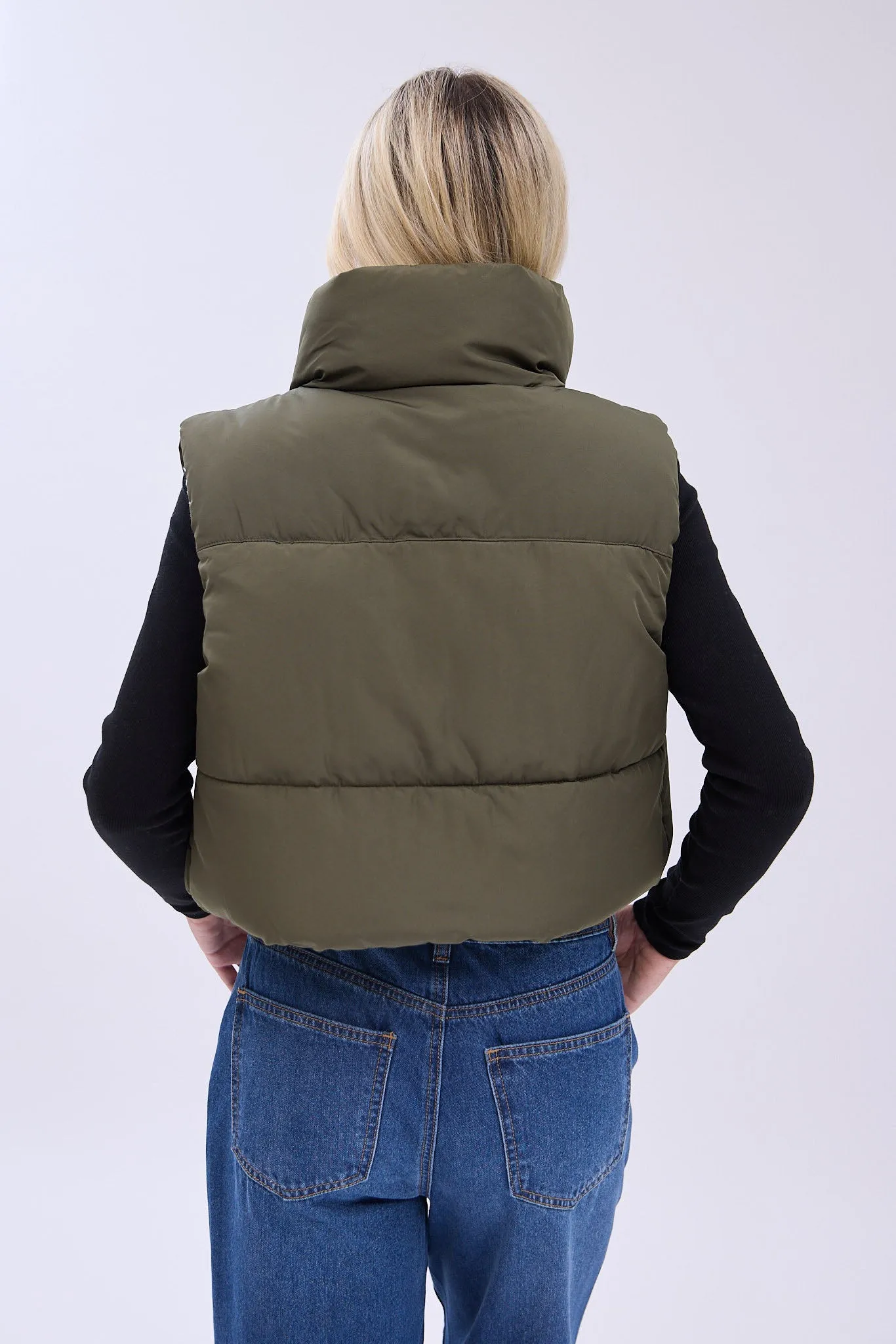 AERO Zip-Up Cropped Puffer Vest