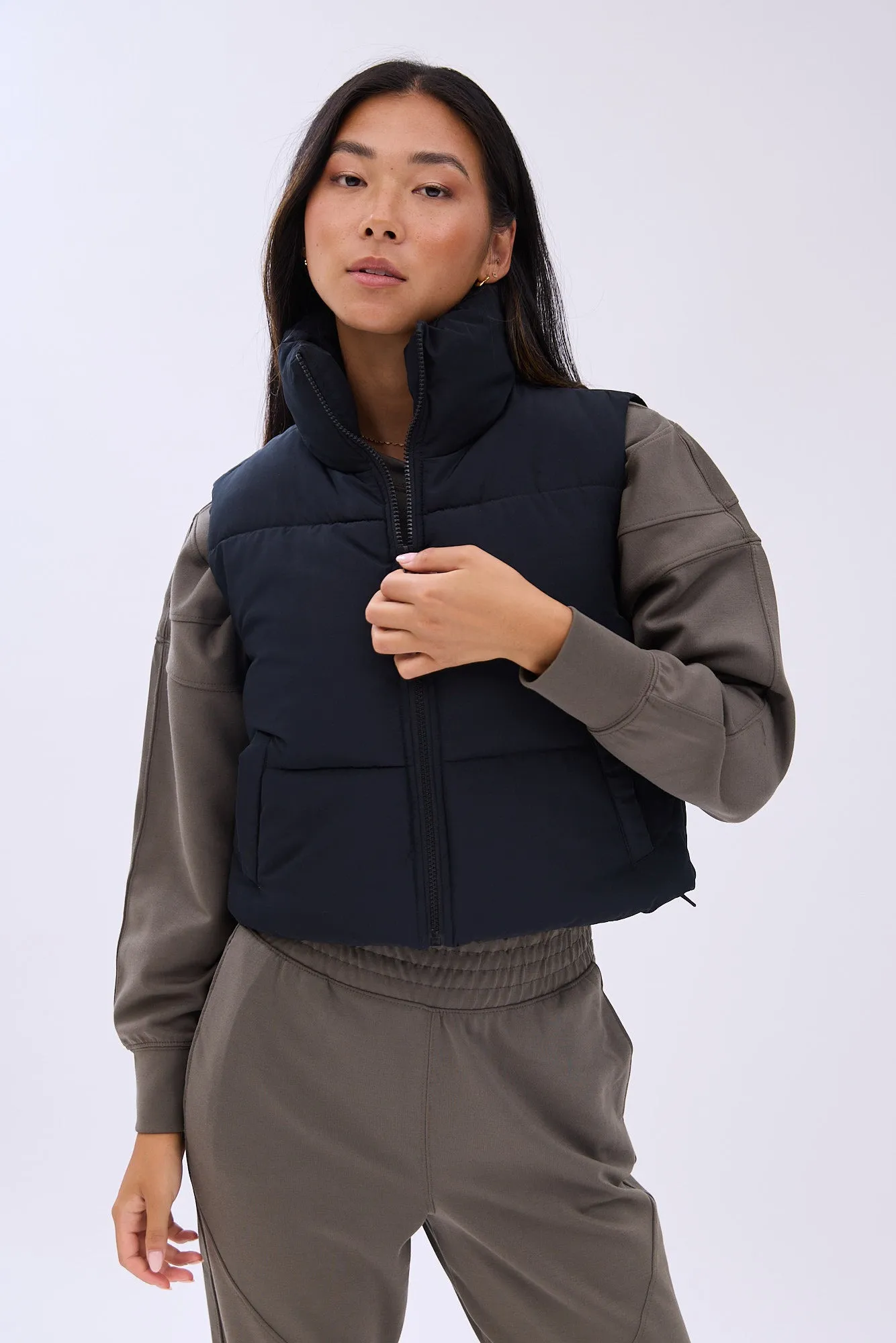 AERO Zip-Up Cropped Puffer Vest