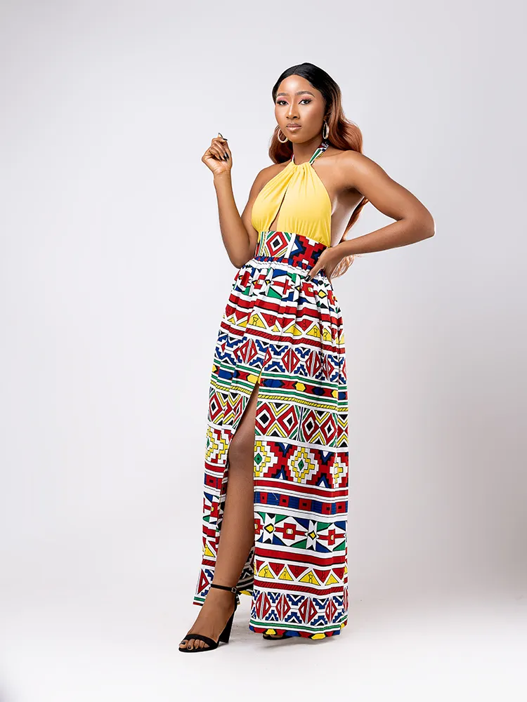 African print Awien open back maxi dress