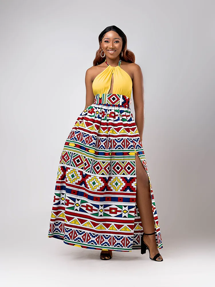 African print Awien open back maxi dress