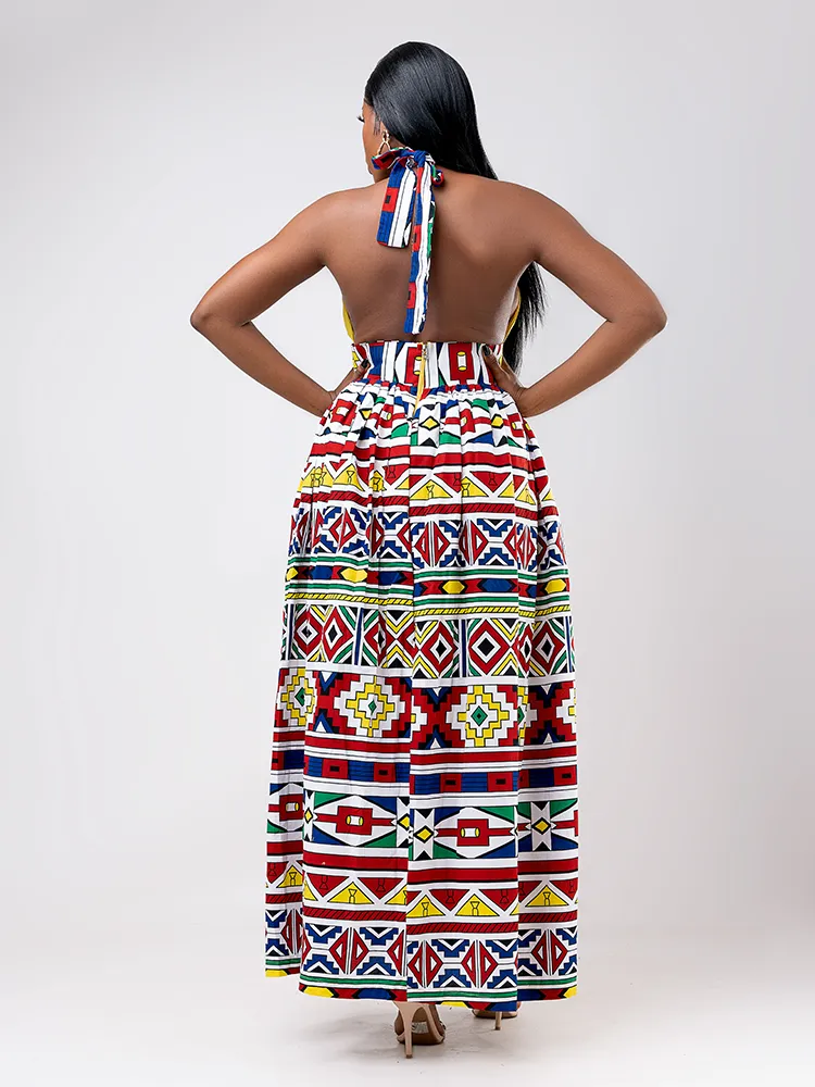 African print Awien open back maxi dress