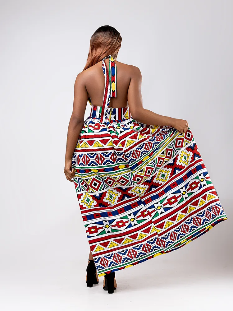 African print Awien open back maxi dress