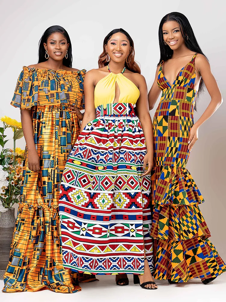 African print Awien open back maxi dress