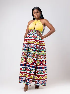 African print Awien open back maxi dress