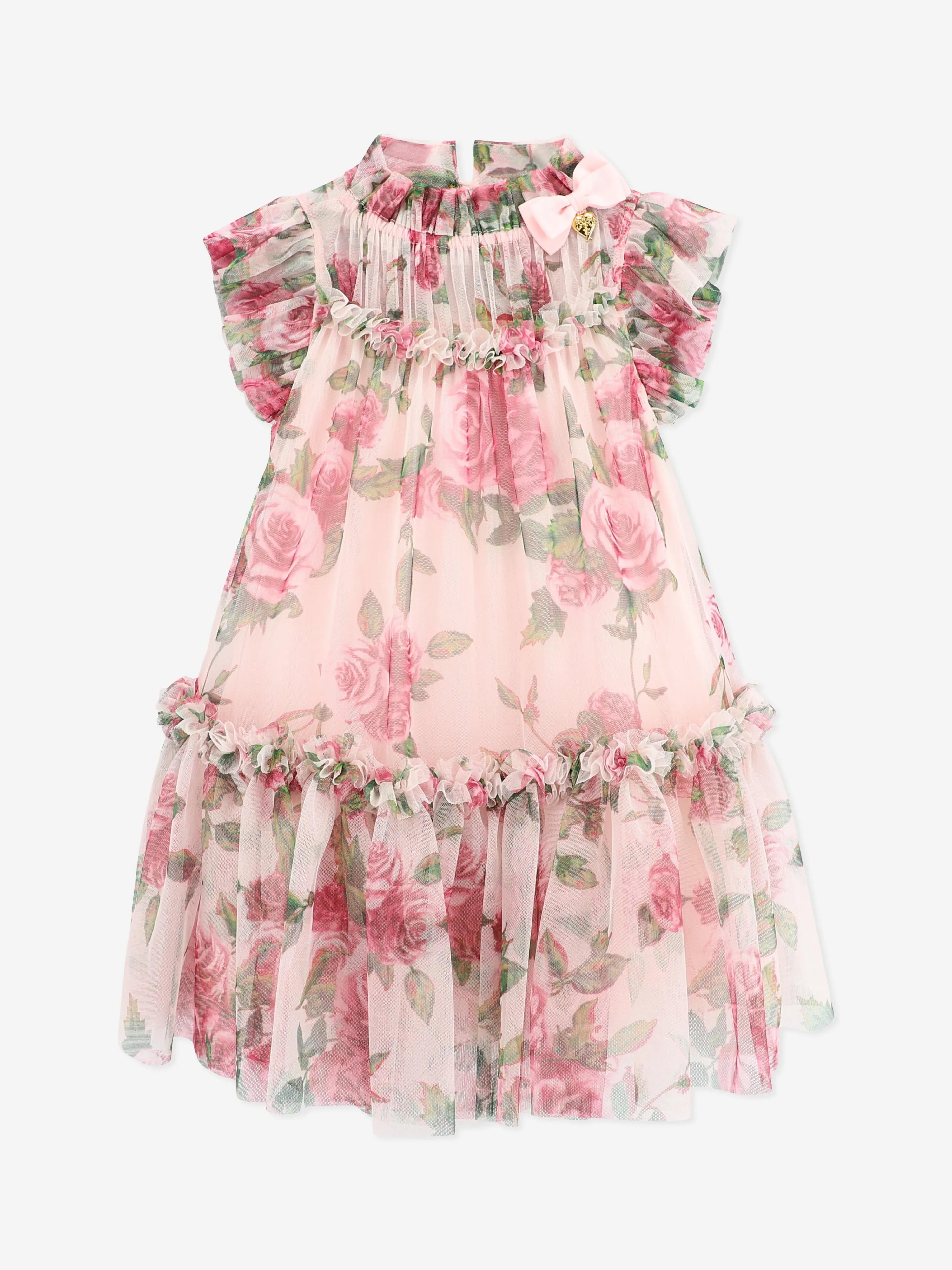 Angels Face Girls Marigold Roses Tulle Dress in Pink