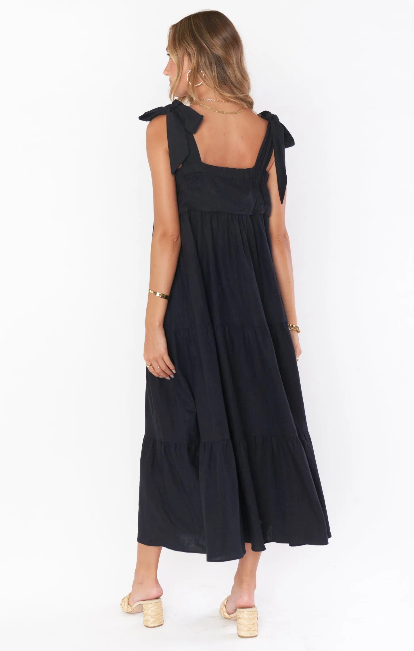 Arabella Maxi Dress ~ Black Linen