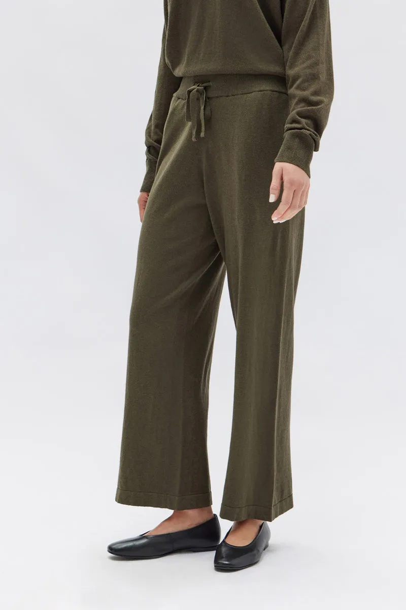 Assembly Label - Cotton Cashmere Wide Leg Pant - Pea Marle