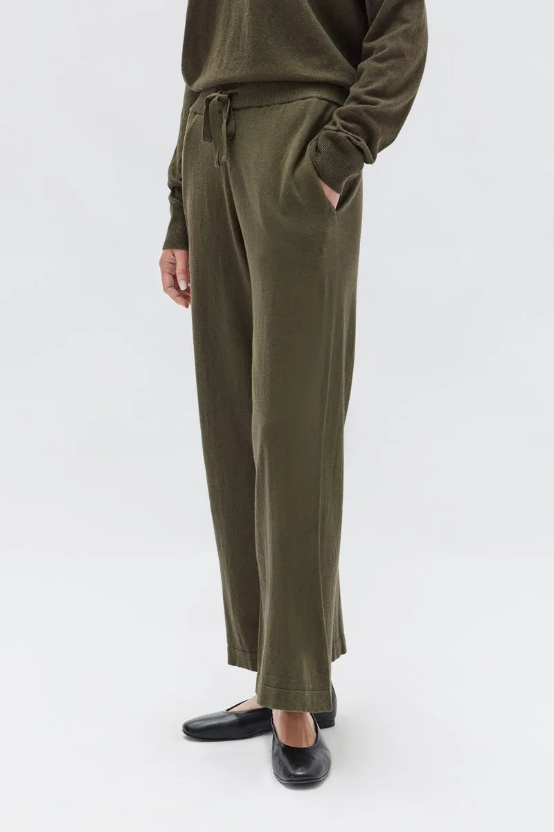 Assembly Label - Cotton Cashmere Wide Leg Pant - Pea Marle