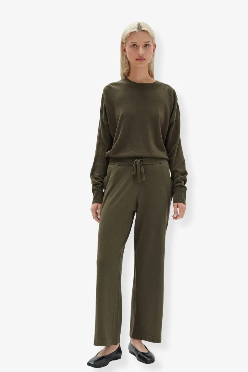 Assembly Label - Cotton Cashmere Wide Leg Pant - Pea Marle