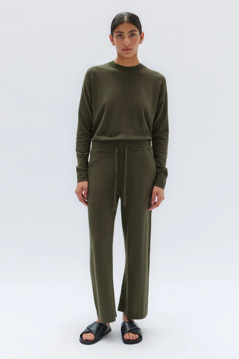 Assembly Label - Cotton Cashmere Wide Leg Pant - Pea Marle