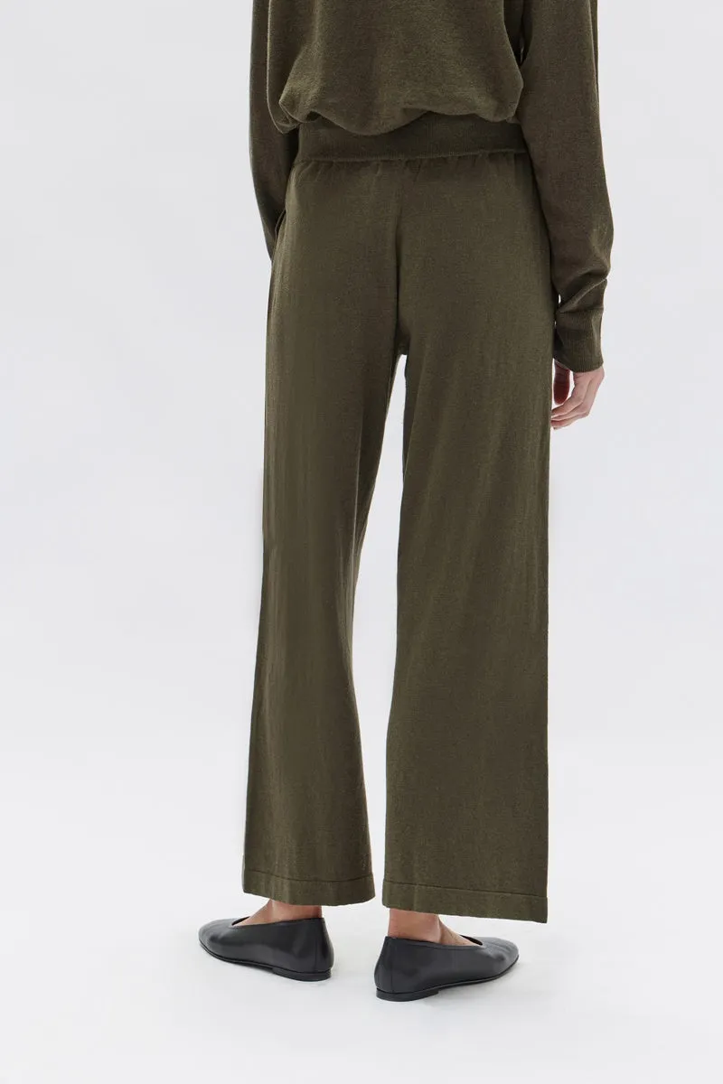 Assembly Label - Cotton Cashmere Wide Leg Pant - Pea Marle