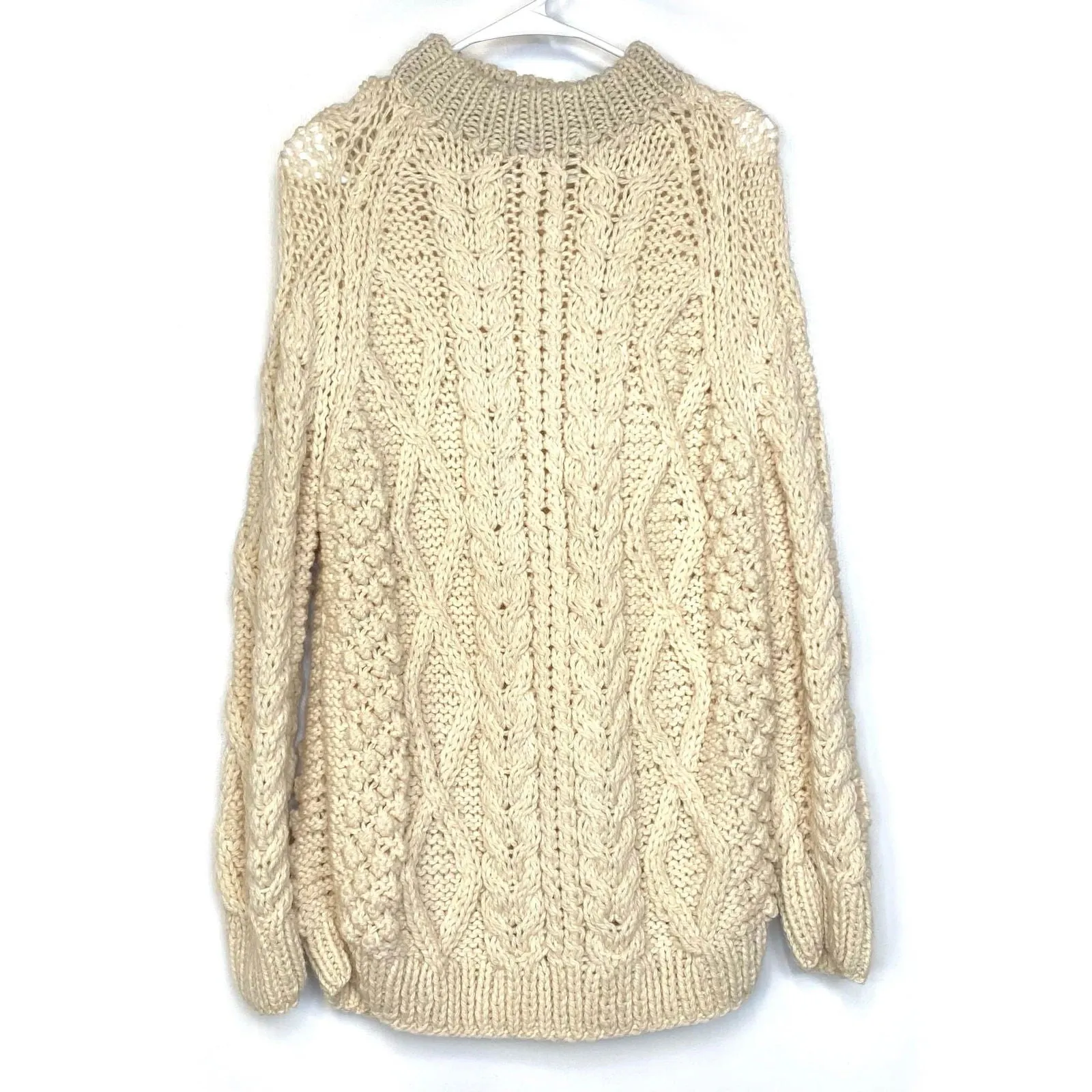 Authentic Italian Wool Joseph Magnin Mens Size M Chunk Cable-Knit Sweater L/s Pre-Owned