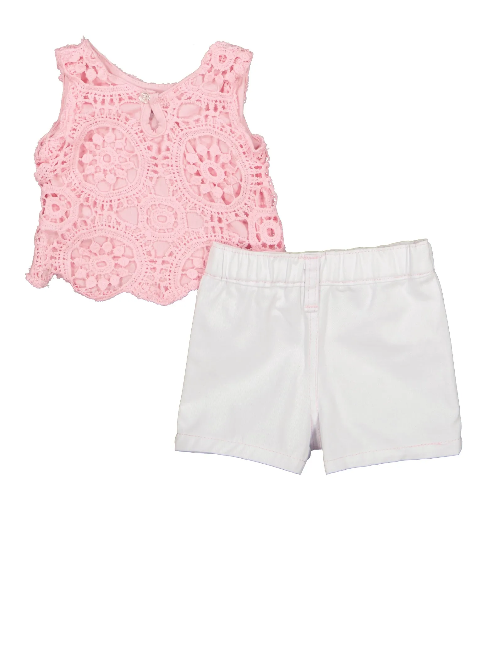 Baby Girls 0-9M Crochet Tank Top and Twill Shorts