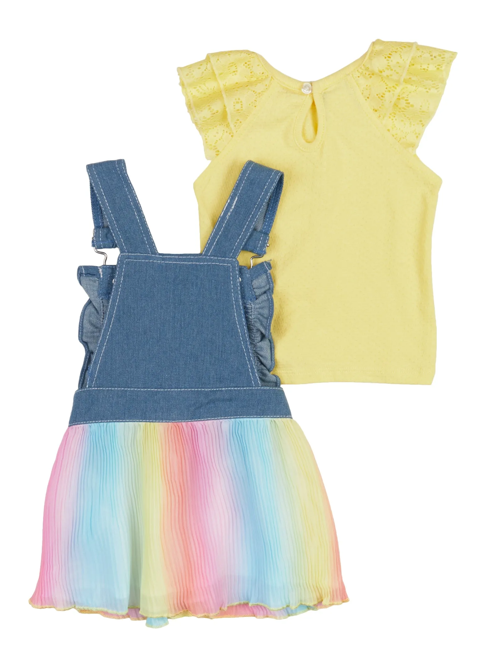 Baby Girls 12-24M Butterfly Denim Tulle Overall Dress with Top