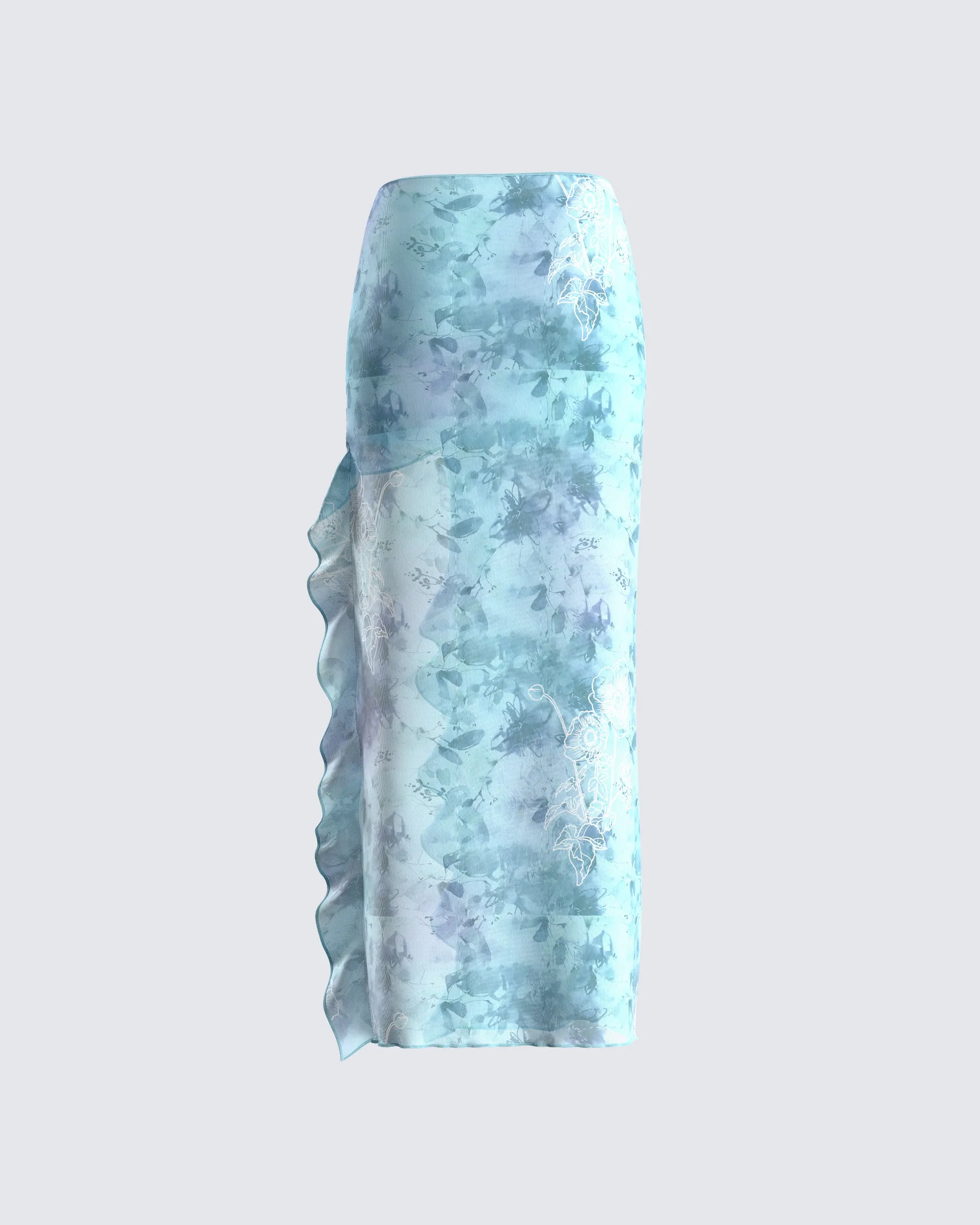 Bahia Mint Floral Print Skirt