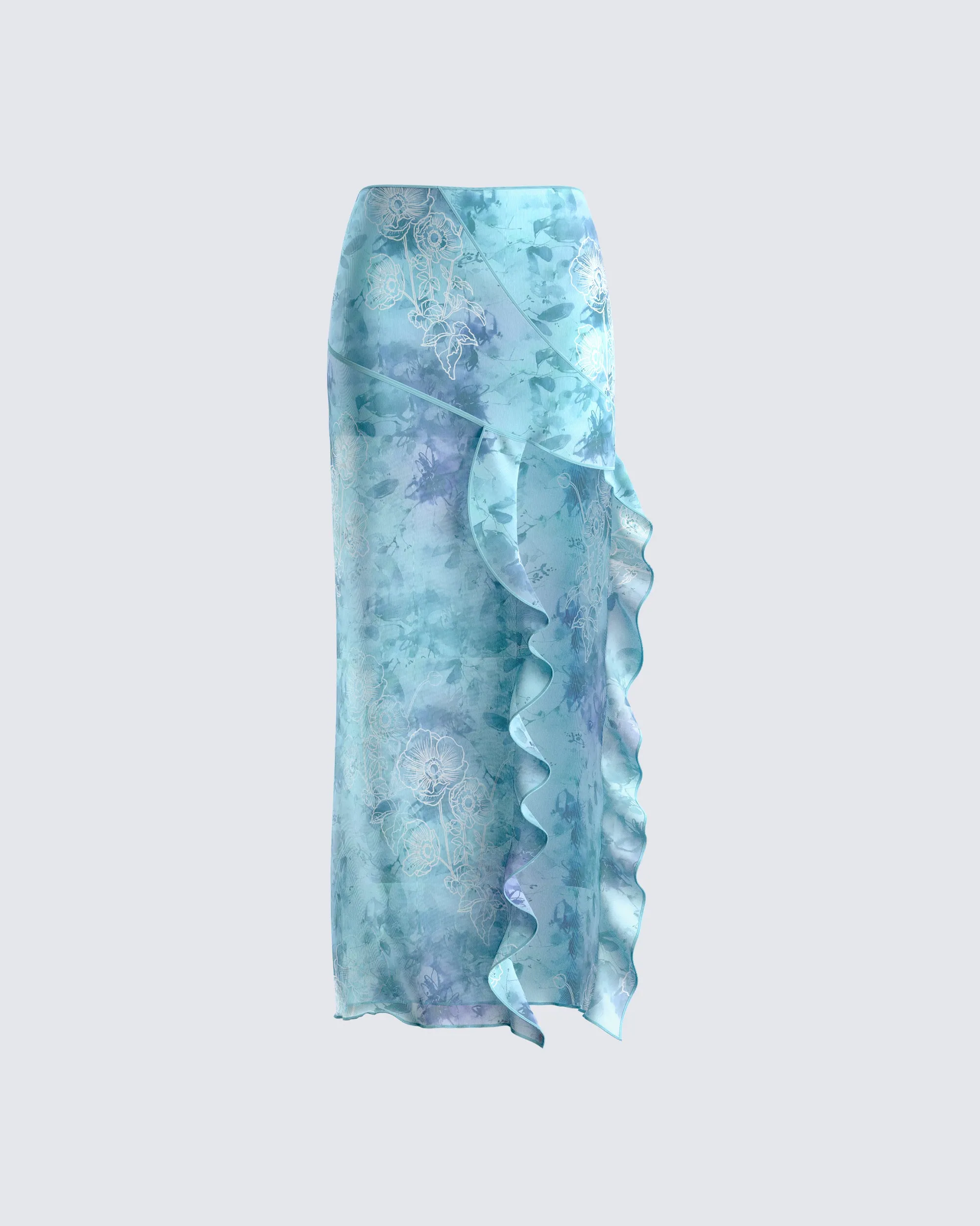 Bahia Mint Floral Print Skirt