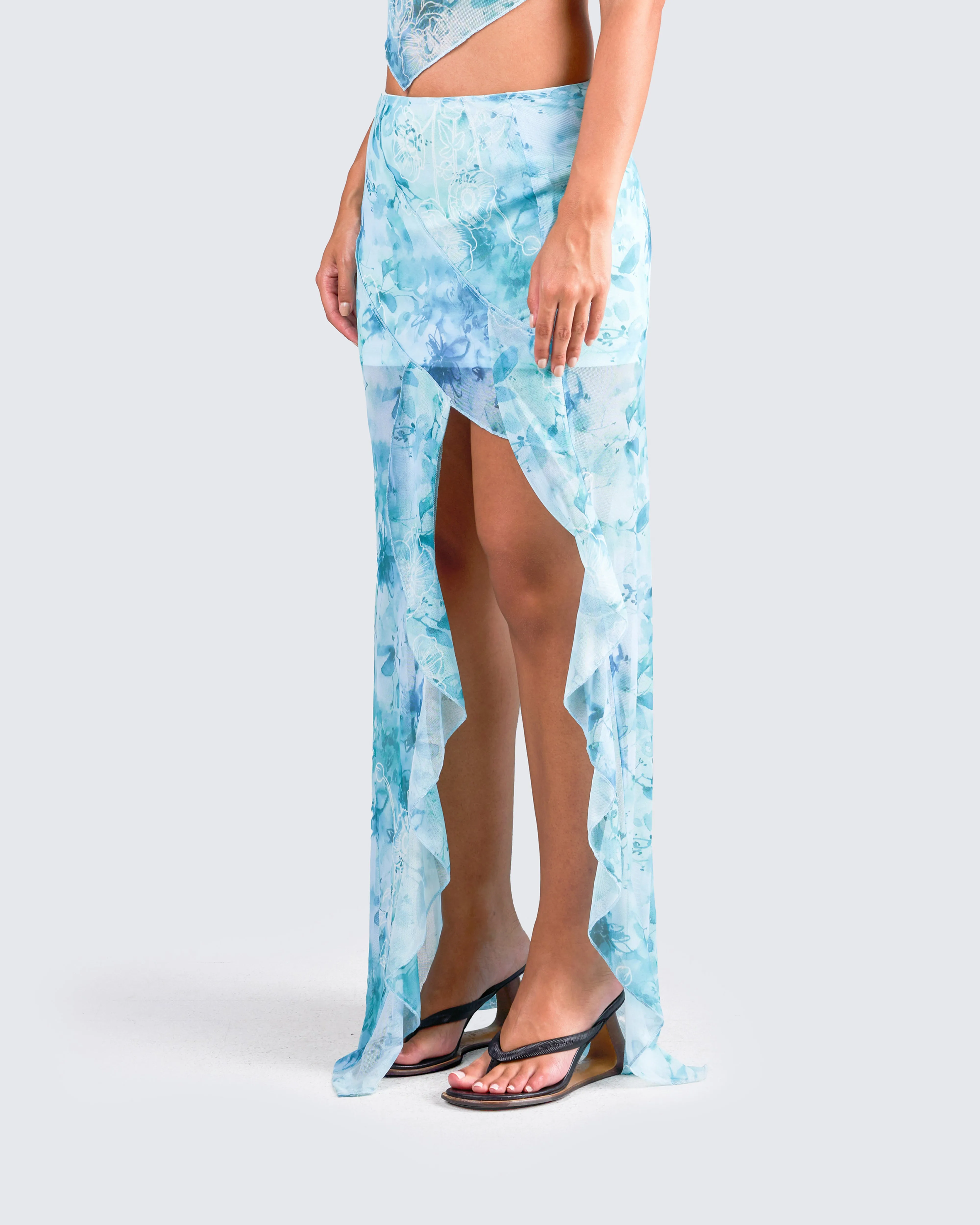 Bahia Mint Floral Print Skirt